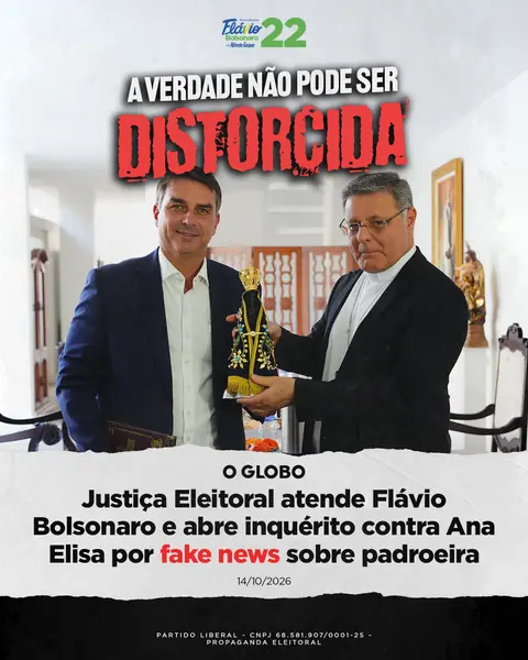 A verdade não pode ser distorcida: Justiça Eleitoral atende Flávio Bolsonaro e abre inquérito contra Ana Elisa por fake news sobre a padroeira