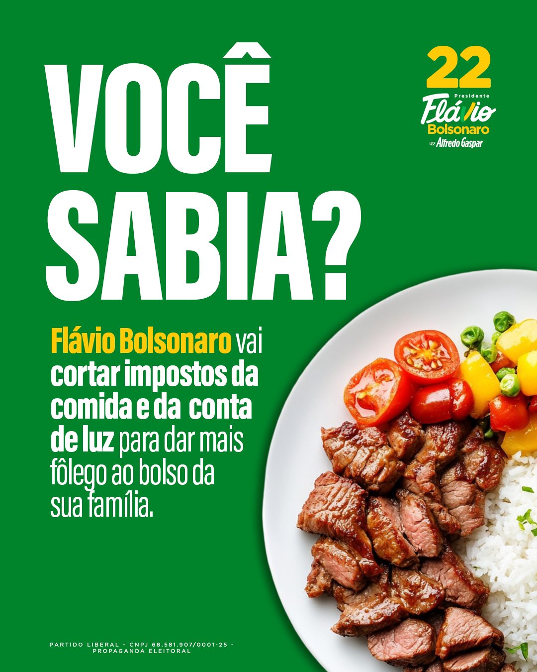 Flávio Bolsonaro vai cortar impostos da comida e da conta de luz para dar mais fôlego ao bolso da sua família.