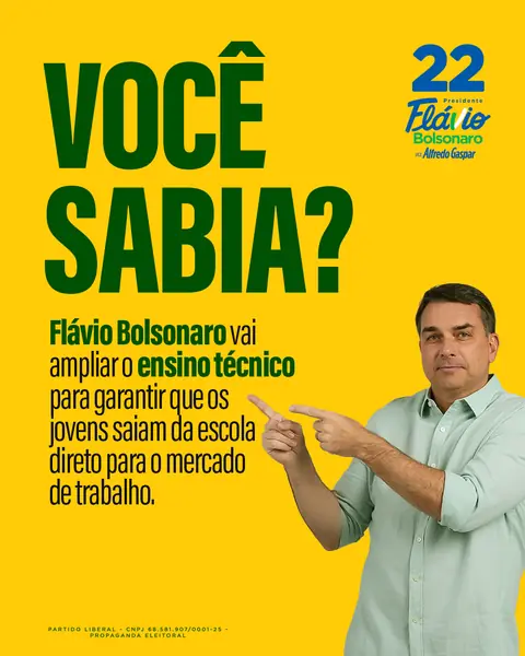 Flávio Bolsonaro vai ampliar o ensino técnico para que os jovens saiam da escola direto para o mercado de trabalho.
