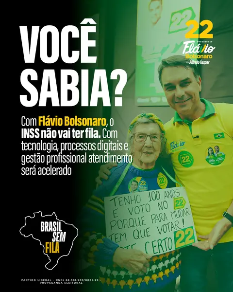 Com Flávio Bolsonaro, o INSS não vai ter fila. Com tecnologia, processos digitais e gestão profissional, o atendimento será acelerado.