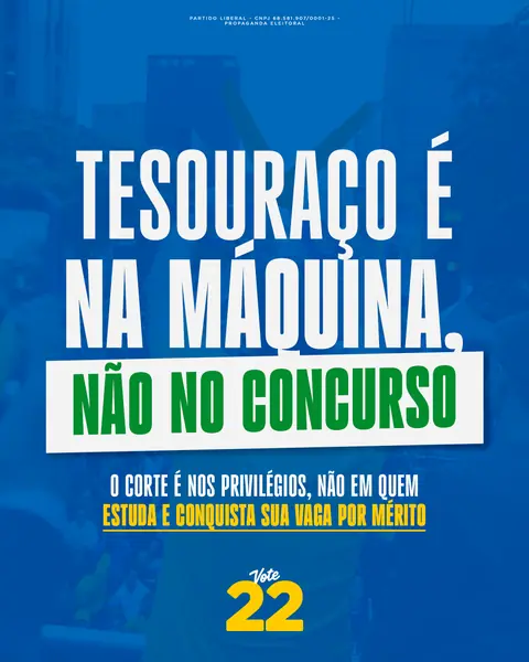 Tesouraço é na máquina, não no concurso. O corte é nos privilégios, não em quem estuda e conquista sua vaga por mérito.